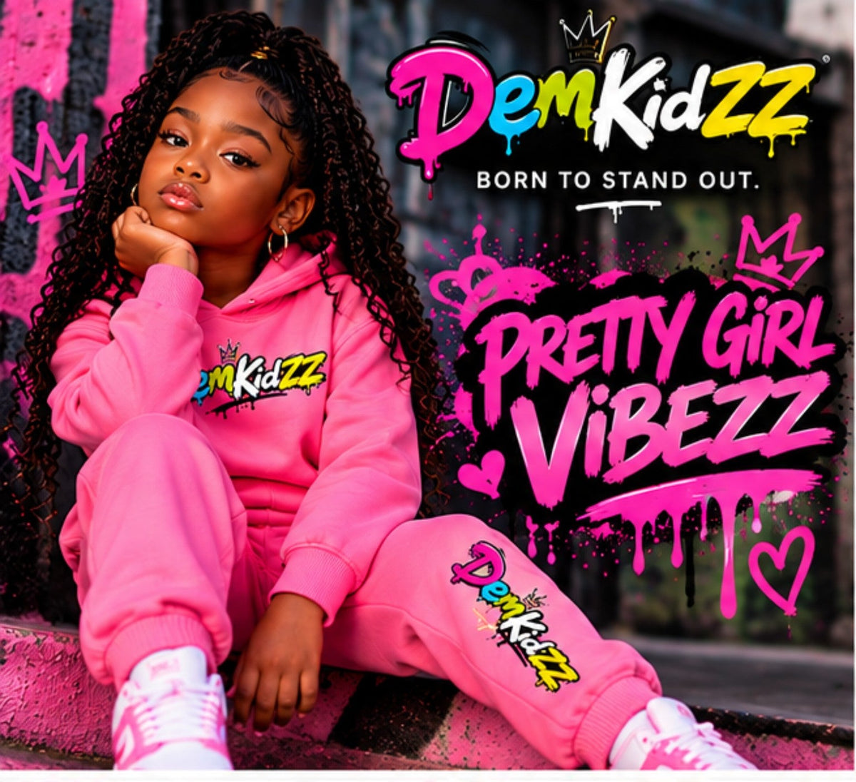DemKidZZ Young QueenZZ, young girl model in pink tracksuit