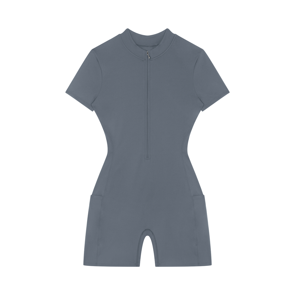 Women's Quarter-Zip Short-Sleeve Romper | DemKidZZ