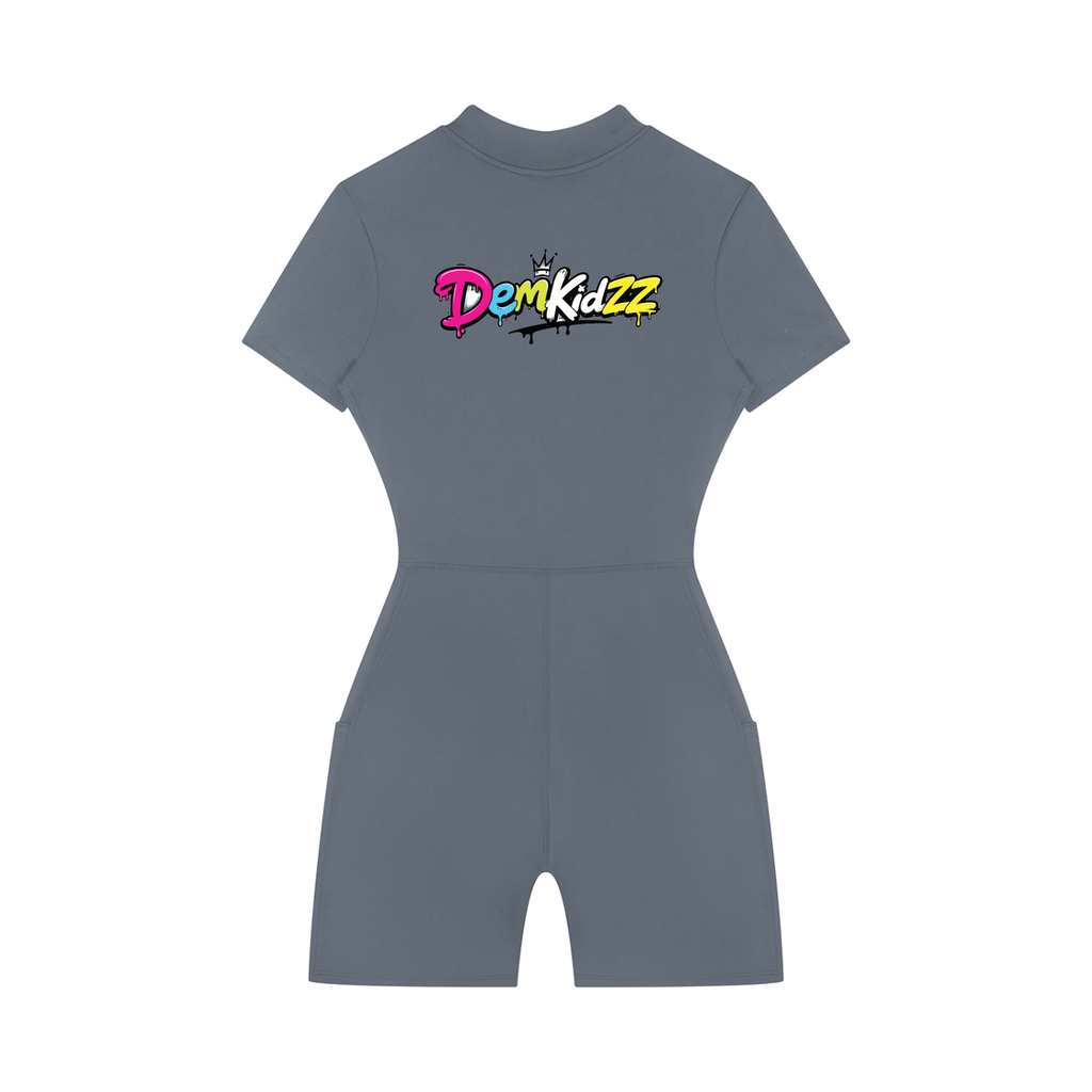 Women's Quarter-Zip Short-Sleeve Romper | DemKidZZ
