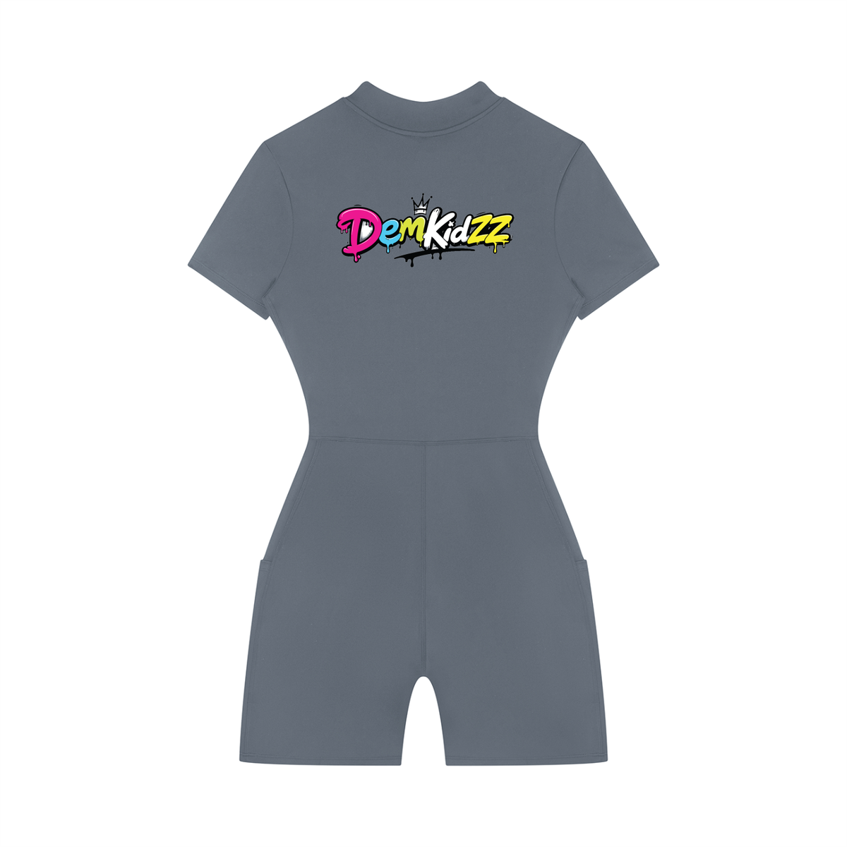 Women's Quarter-Zip Short-Sleeve Romper | DemKidZZ